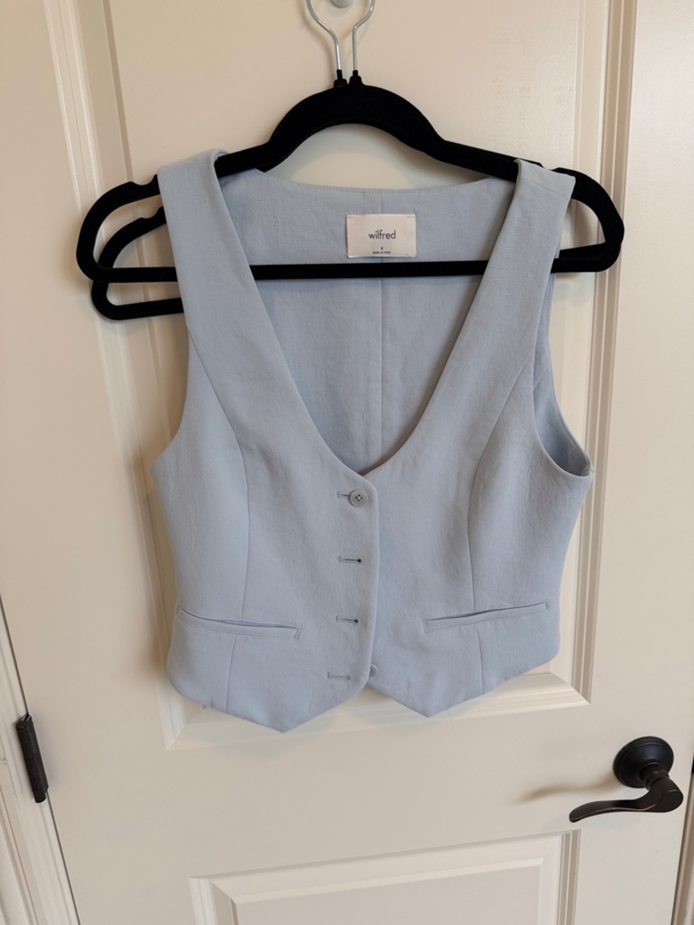 Wilfred Pale Blue Structured Button Vest